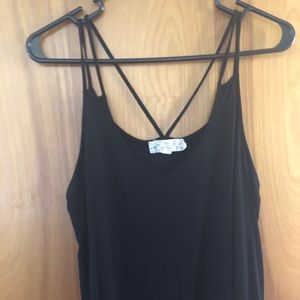 Strappy cross black tank top
